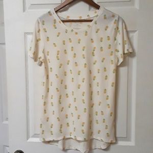 Zoe & Liv Sz XL Pineapple Print Shorts Sleeve Tee Shirt